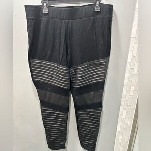 Black Leggings With Faux Leather Accents